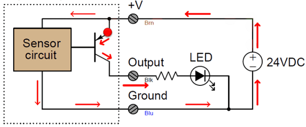 接近開關NPN和PNP型工作原理電路圖(圖3) 接近開關NPN和PNP型工作原理電路圖(圖3)