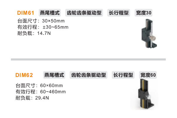 長行程型DIM61/DIM62手動位移滑臺(圖2)