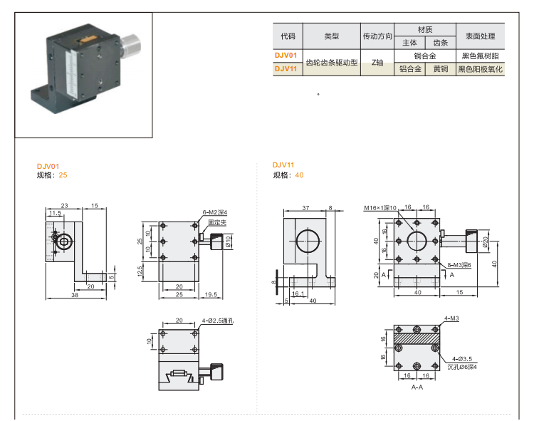 臺面方型DJVO1/DJV11手動位移滑臺(圖3) 臺面方型DJVO1/DJV11手動位移滑臺(圖3)